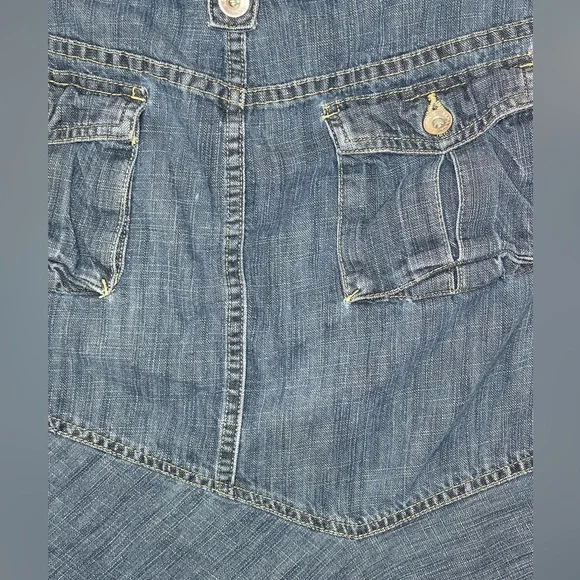 Vintage Banana Republic Asymmetrical Hem Line Cargo Denim Skirt Y2K Size 4 - Picture 8 of 9